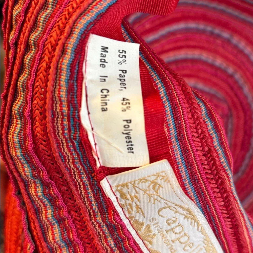 Cappelli Straworld, Inc. Striped Red Wide Brim Hat With Bow OS